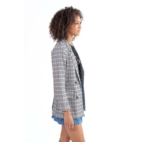 NEW Love Tree Plaid Versona Light Academia, Preppy Open Front Boyfriend Jkt Sz S - Picture 2 of 16